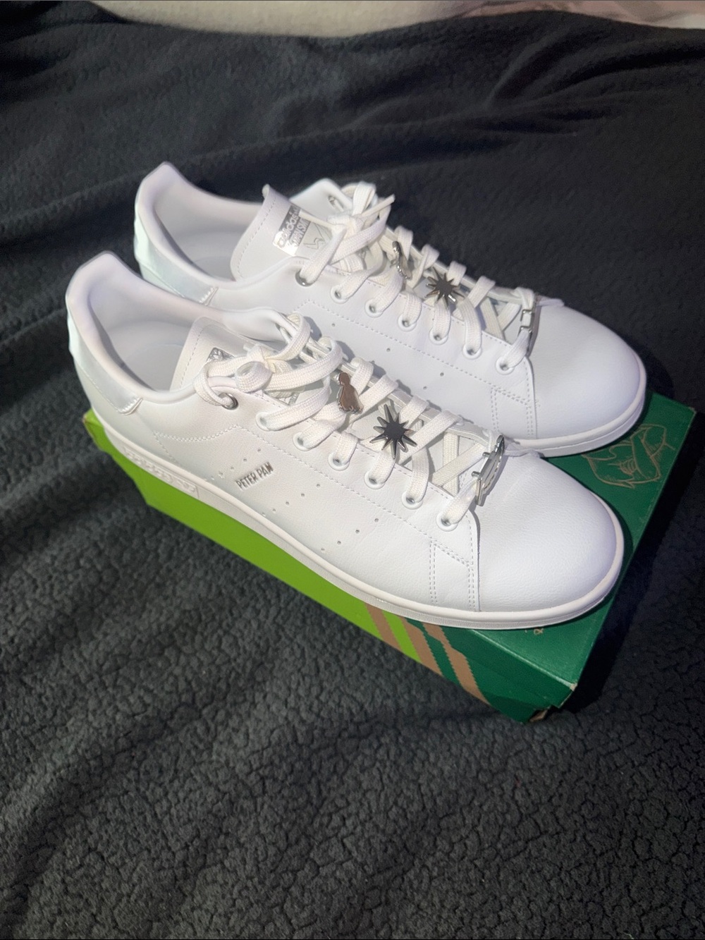 White Adidas Men’s Stan Smith Disney Tinkerbell/Peter Pan Size 12